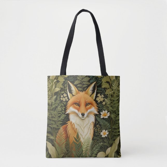Elegant Red Fox And Green Foliage Tygkasse (Framsida)