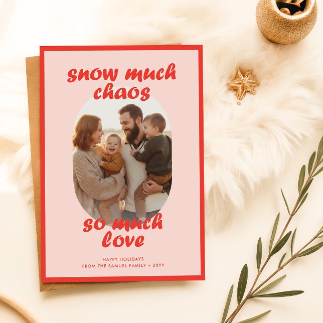 Elegant Red Funny Family Kids Photo Christmas Julkort (Skapare uppladdad)