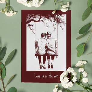 Elegant Red Gay Couple Kärlek Valentine Day Kort