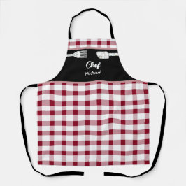Elegant Red Gingham Apron | Julgift Idea