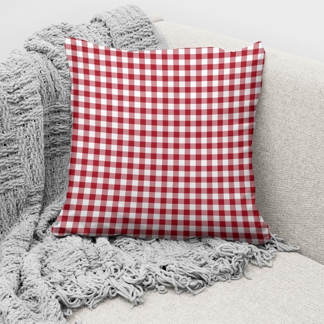 Elegant Red Gingham Checks Mönster Kudde (Skapare uppladdad)