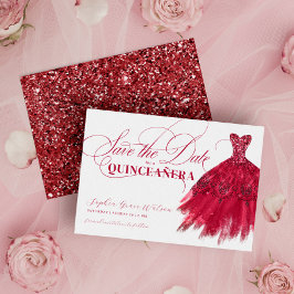 Elegant Red Glitter Chic Dress Quinceanera Spara Datumet