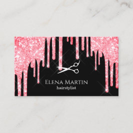 Elegant Red glitter droppar saxar hårstylist Visitkort