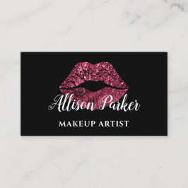 Elegant Red Glitter Läppar Makeup Artist Business Visitkort