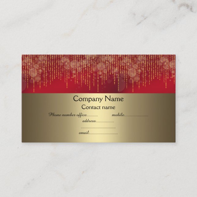 elegant Red gnistra guld Visitkort (Framsida)