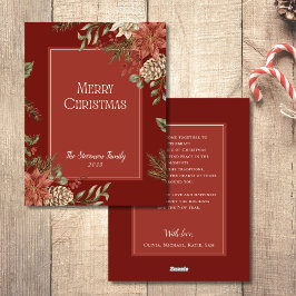 Elegant Red God jul Poinsettia Julkort