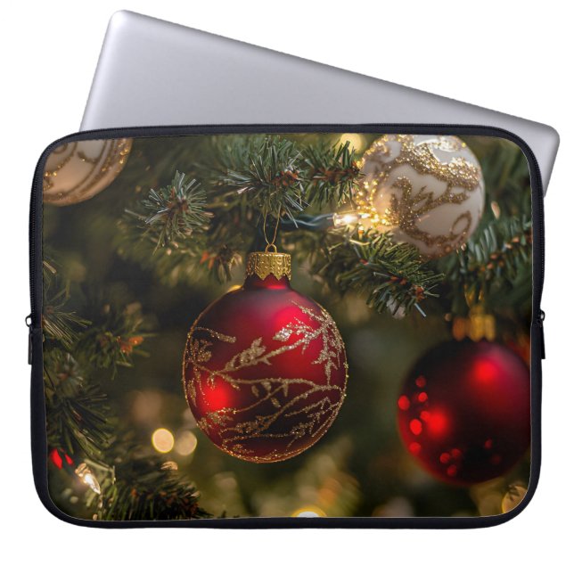 Elegant Red Gold Christmas Holiday Tree Laptop Fodral (Framsidan)