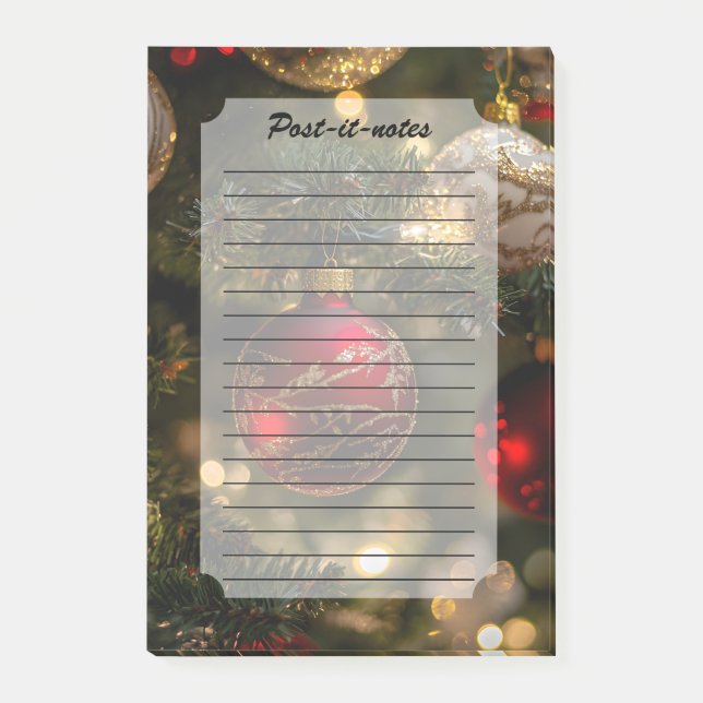 Elegant Red Gold Christmas Holiday Tree Post-it Block (Framsida)