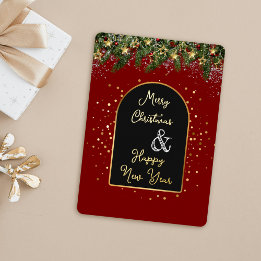 Elegant Red Gold Foil Christmas New Year 