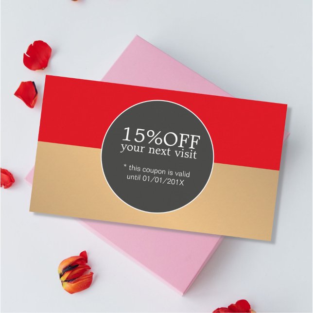 Elegant Red Golden Rand Beauty Coupon Rabattkort (Skapare uppladdad)