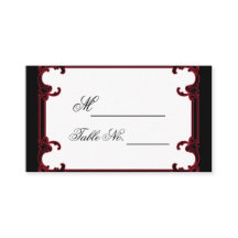 Elegant Red Gothic Ram Bröllop Place Card