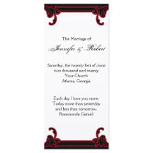 Elegant Red Gothic Ram Bröllopsprogram