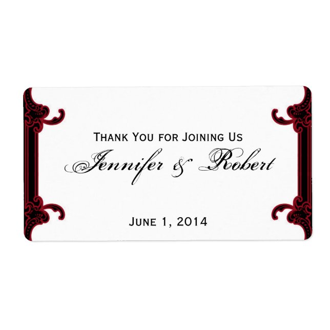 Elegant Red Gothic Ram Vattenflaska Label Fraktsedel (Framsidan)
