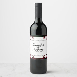 Elegant Red Gothic Ram Vin Bröllop-etikett Vinflaska Etikett