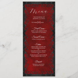 Elegant red Gothic Wedding Menu Meny