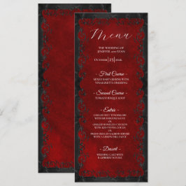 Elegant red Gothic Wedding Menu Meny