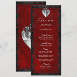 Elegant red Gothic Wedding Menu Meny