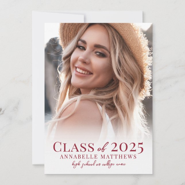 Elegant Red Graduate Photo Collage Graduation Meddelande (Framsida)