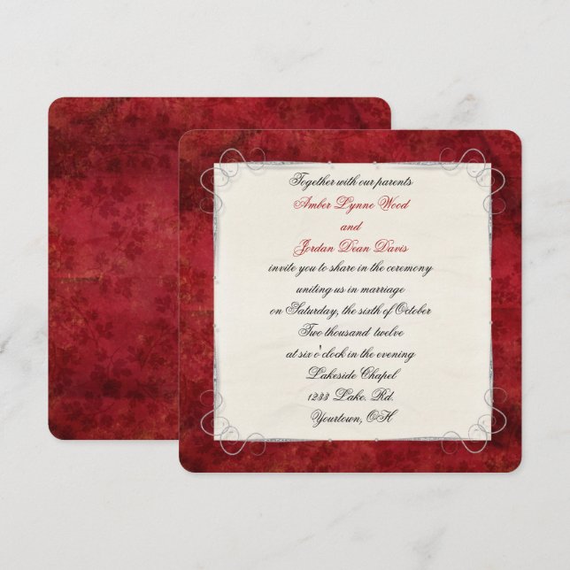 Elegant Red Gräns Inbjudningar (Fram/baksida)