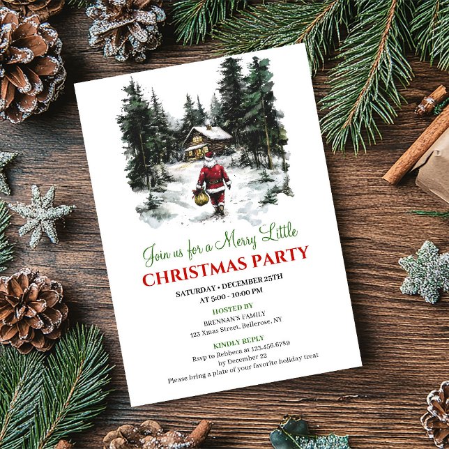 Elegant Red Green Holiday Scene Christmas Invite Inbjudningar (Elegant Red Green Holiday Scene Christmas Invite)