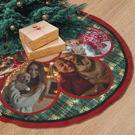 Elegant red green multiple photos christmas julgransmatta borstad polyester