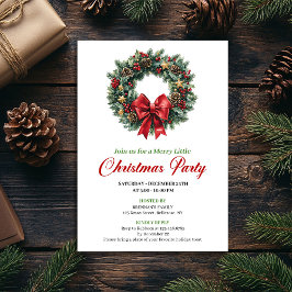 Elegant Red Green Pine Wreath Party Invitation Inbjudningar
