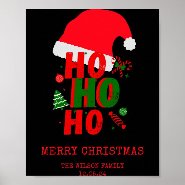 Elegant Red Green White Merry Christmas T Shirt  Poster (Framsidan)