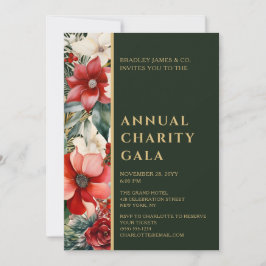 Elegant Red Grönt Blommigt Charity Event Gala Part Inbjudningar