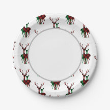 Elegant Red & Grönt Buffalo Play Reindeer par