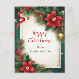 Elegant Red Grönt-Dekorationen Jul Vykort