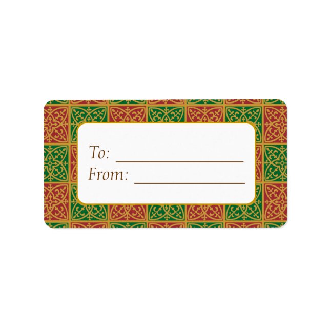 Elegant Red Grönt Fleur de Lis Gift Märkre Labels Adressetikett (Framsidan)