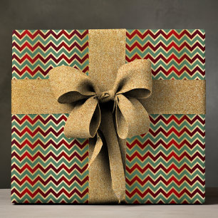 Elegant Red Grönt Geometric Chevron Luxury Mönster Presentpapper