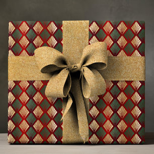 Elegant Red Grönt Guld Art Deco Luxury Mönster Presentpapper