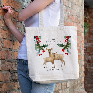 ELEGANT RED GRÖNT HOLLY BERRY HJORT DUO NEW YEAR TYGKASSE