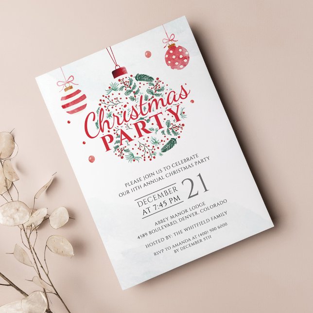 Elegant Red Grönt-Julfesten Jul Flygblad (Boho Christmas Party Invitation Flyer)
