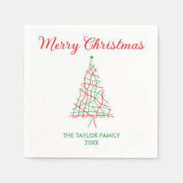 Elegant Red & Grönt Linjer God jul Party Pappersservett