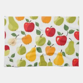 Elegant Red Grönt Orange Apple Pears Mönster Kökshandduk