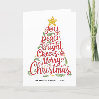 Elegant Red Grönt Typography-julkort Helgkort