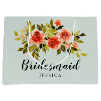 Elegant Red Grönt Watercolor Blommigt Bridesmaid