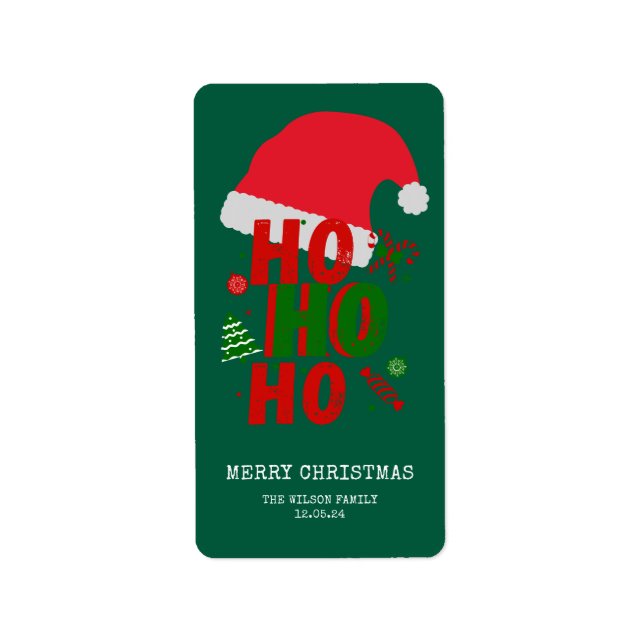 Elegant Red Grönt White God jul Adressetikett (Framsidan)