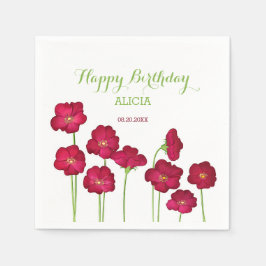 Elegant Red Growing Wildblomma Födelsedagsfest Pappersservett