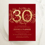 Elegant Red Guld 30års födelsedag Inbjudningar<br><div class="desc">Elegant Red guld 30års födelsedag bjudande. Anpassadets moderna femininindesign med ro botaniska accenter och faux glitter guld. Enkel perfekt för inbjudan-kort i blommigt för en snyggt kvinnlig dag firande. Anpassa med dina egna detaljer. Skrivna Zazzle-inbjudningar eller digital utskrivbar mall för omedelbar nedladdning.</div>