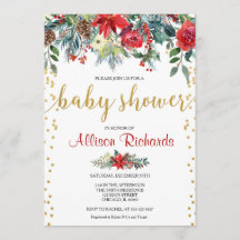 Elegant Red guld blommigt-julbabydusch