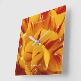 Elegant Red Guld Blommigt Monsella Tulip Fyrkantig Klocka