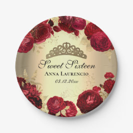 Elegant Red Guld Blommigt Sweet sixteen Birthday