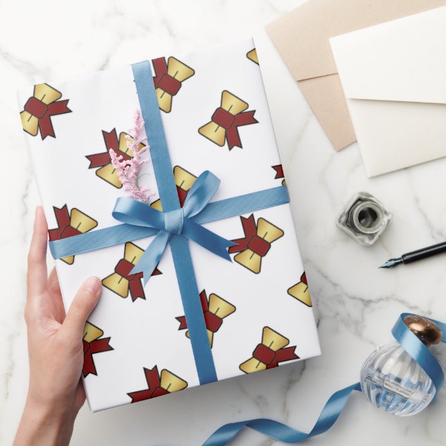Elegant Red Guld Bow Mönster White Gift Presentpapper (Gifting)
