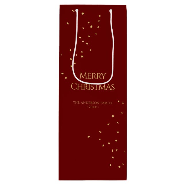 Elegant Red & Guld Confetti God jul (Framsidan)