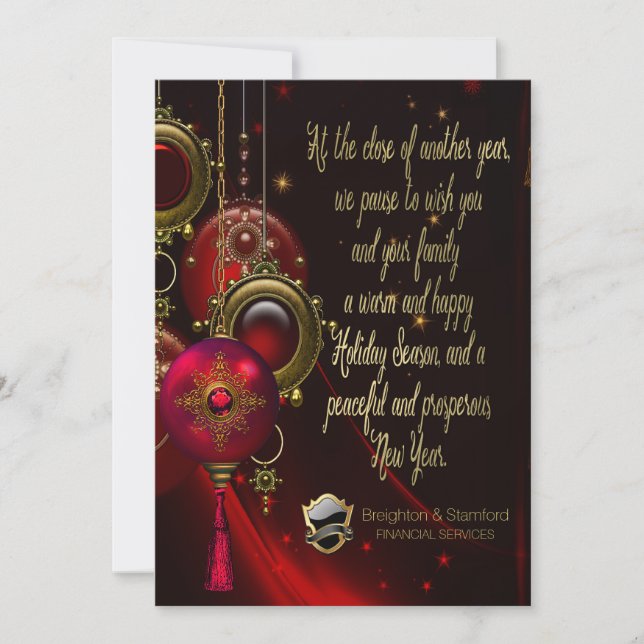 Elegant Red Guld Corporate jul Greeting Card Julkort (Framsida)