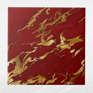 Elegant Red Guld Faux Marble jul Kakelplatta