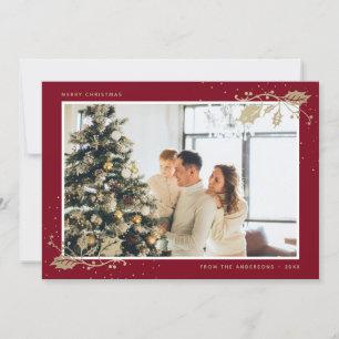 Elegant Red Guld-fotoporten Julkort